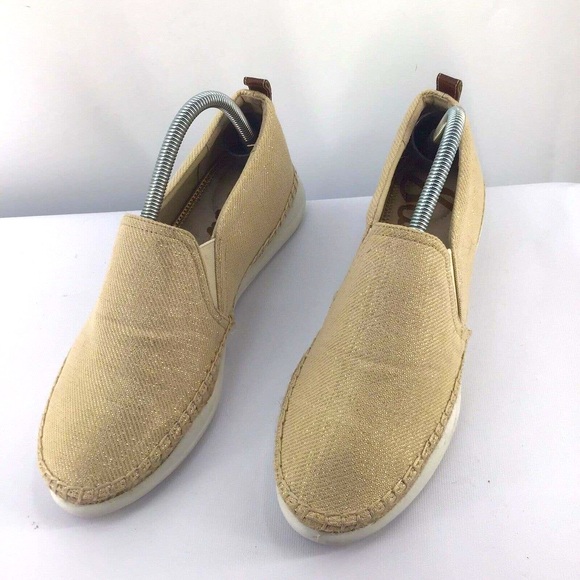 Sam Edelman Kassie Rubber Sole Slip Glitter Canvas Loafers - Picture 3 of 12